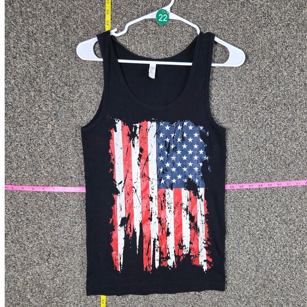 Bella Canvas Tank Top Mens L Black Distressed American Flag Graphic Patriotic